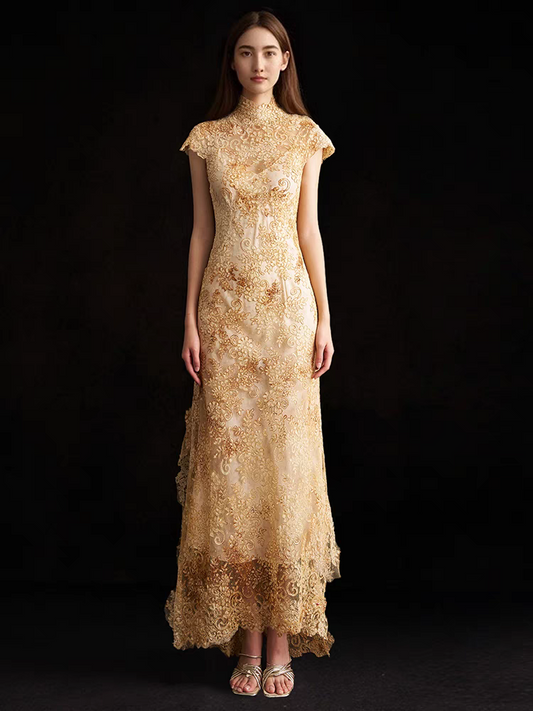 Vintage Embroidered Lace Qipao