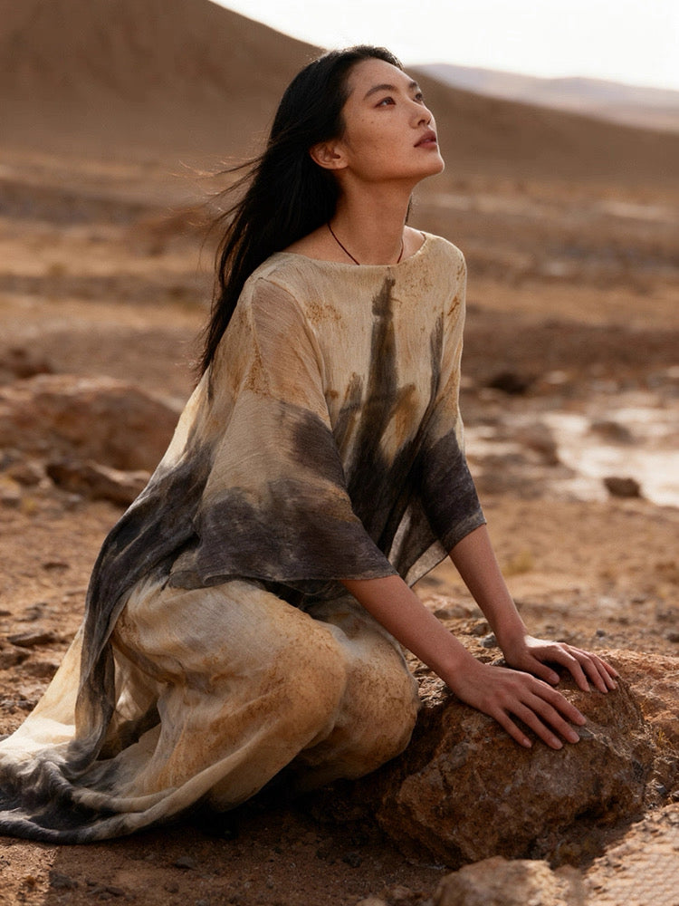 Botanical Solar-Dye Silk Blend Maxi Dress