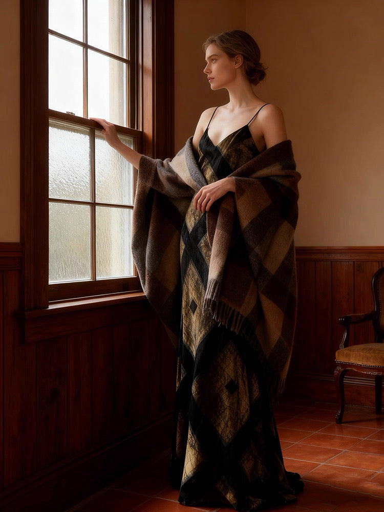 Antique Gold Silk Evening Gown