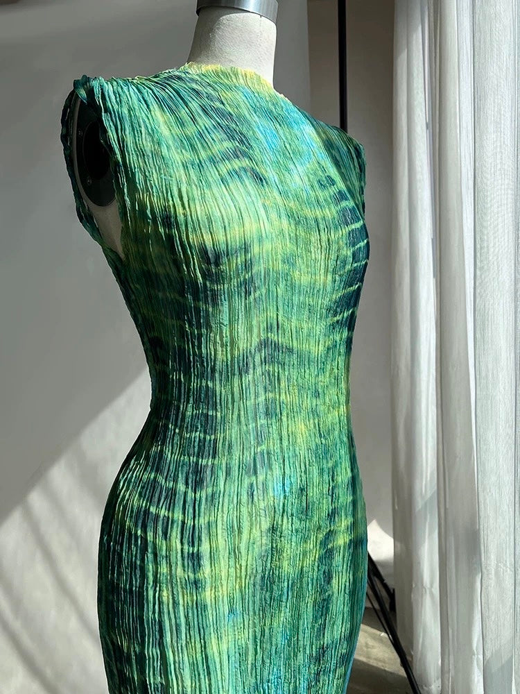Green Coral Mermaid Silk Maxi