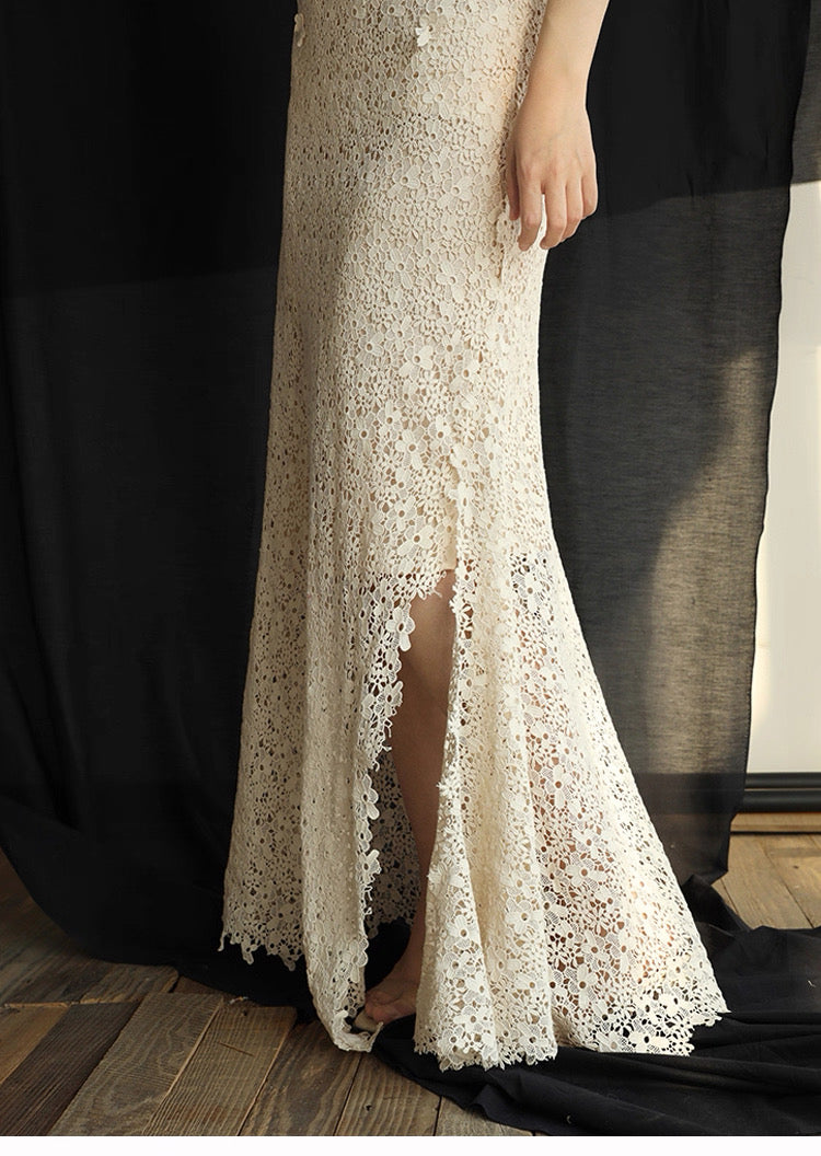 Hand-Stitched Hydrangea Lace Bridal Gown
