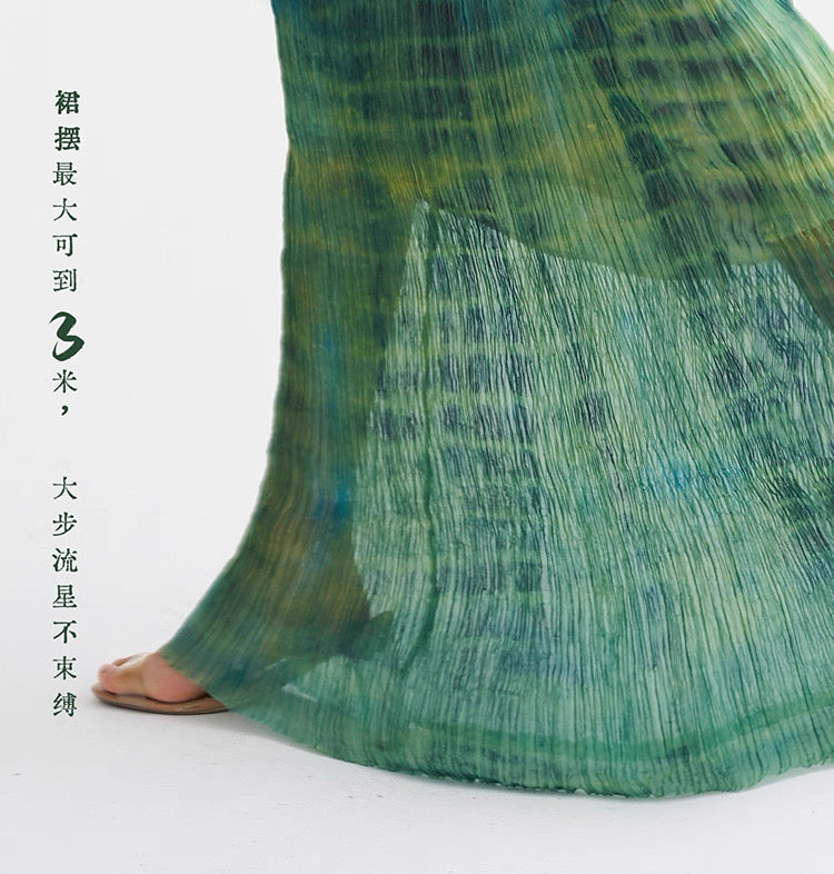 Green Coral Mermaid Silk Maxi