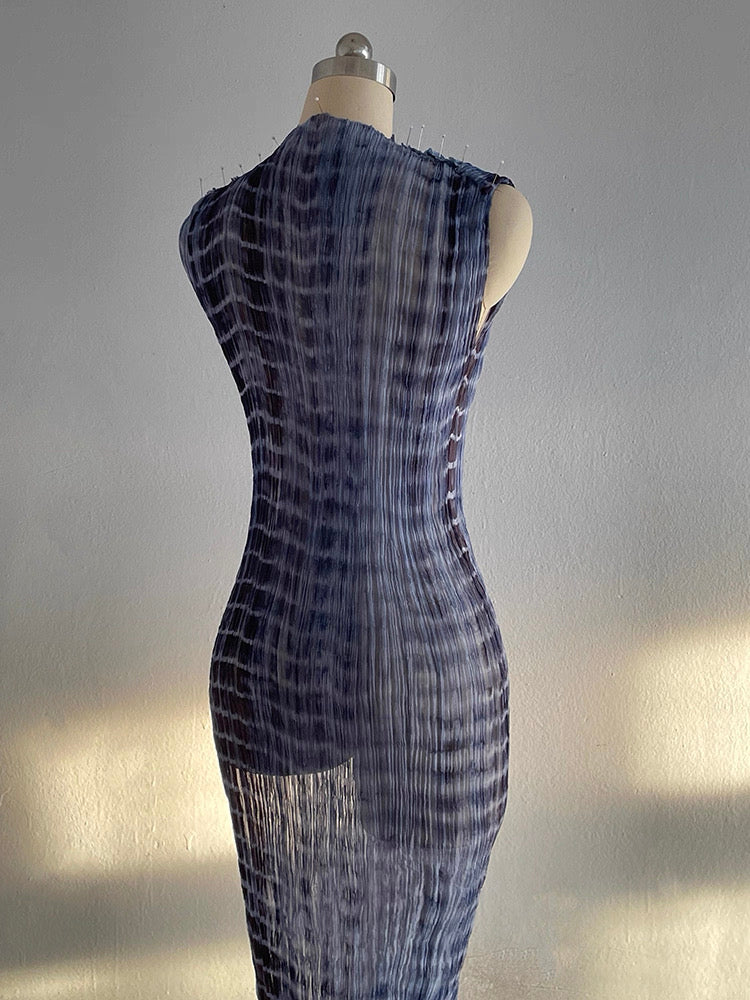 Handcrafted Indigo-Dyed Mulberry Silk Maxi Dress
