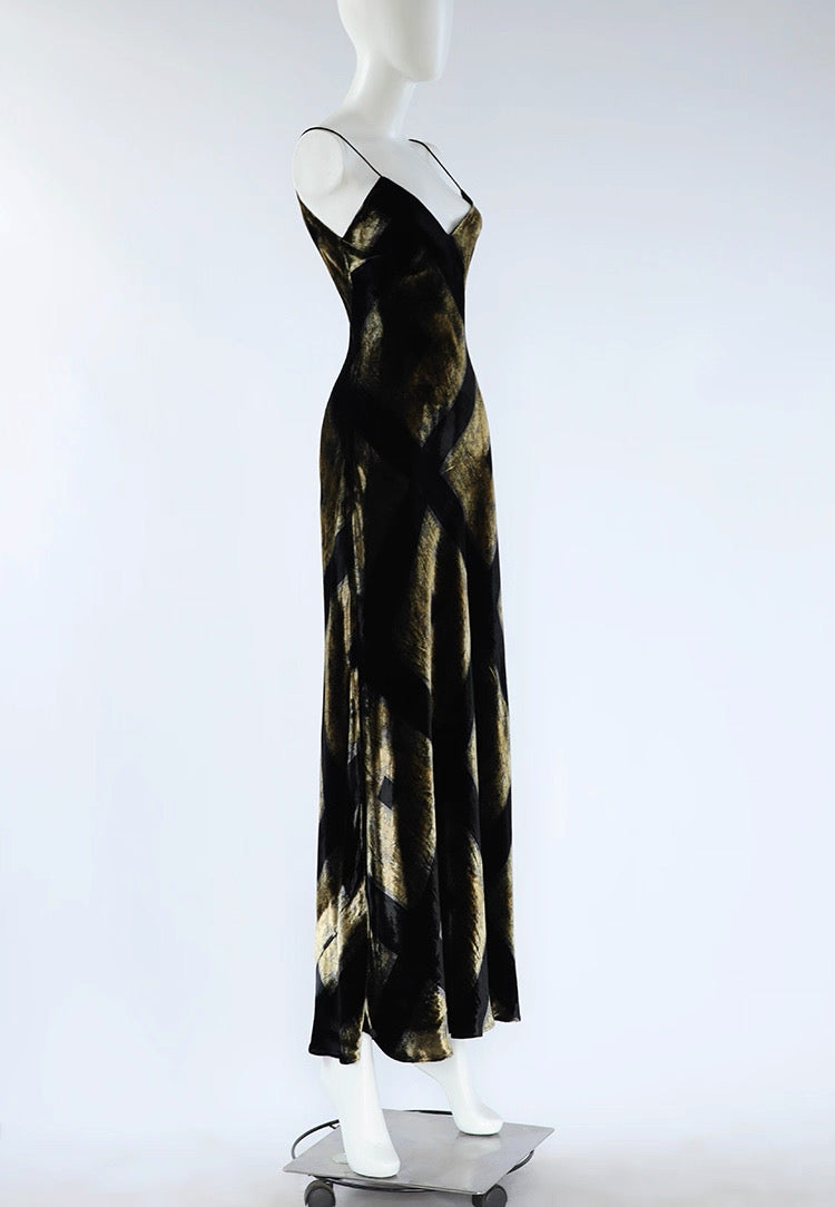 Antique Gold Silk Evening Gown