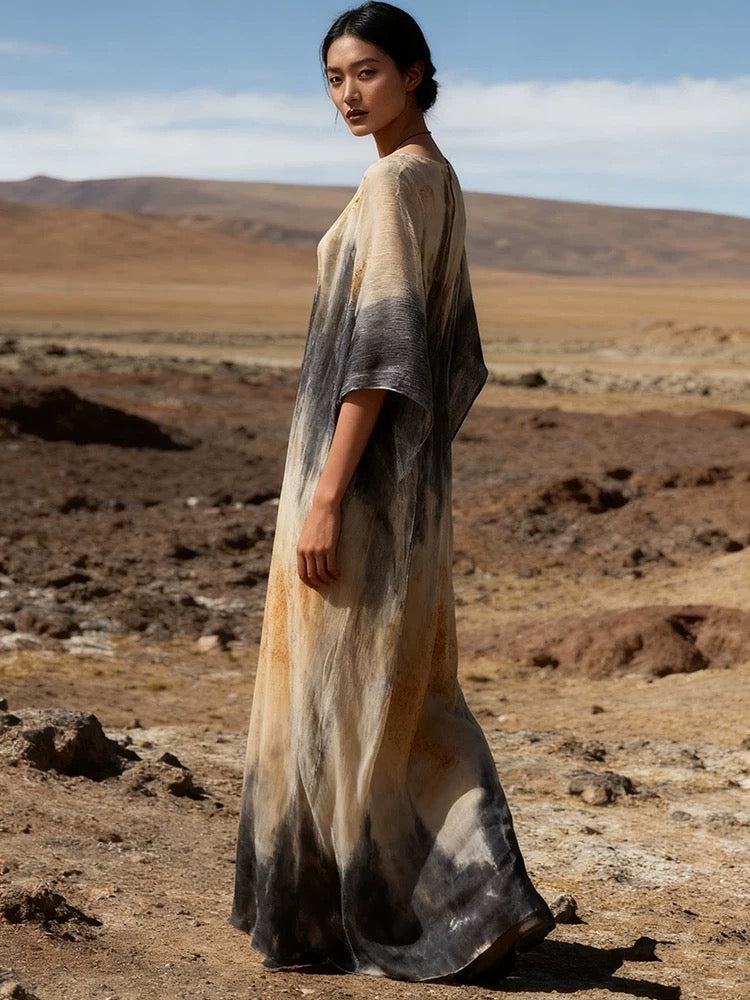 Botanical Solar-Dye Silk Blend Maxi Dress