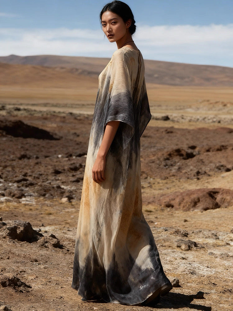 Botanical Solar-Dye Silk Blend Maxi Dress