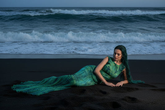 Green Coral Mermaid Silk Maxi