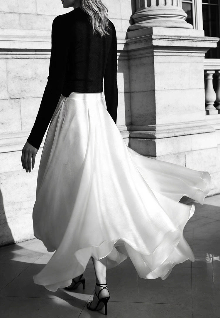 Blooming Camellia Silk Skirt
