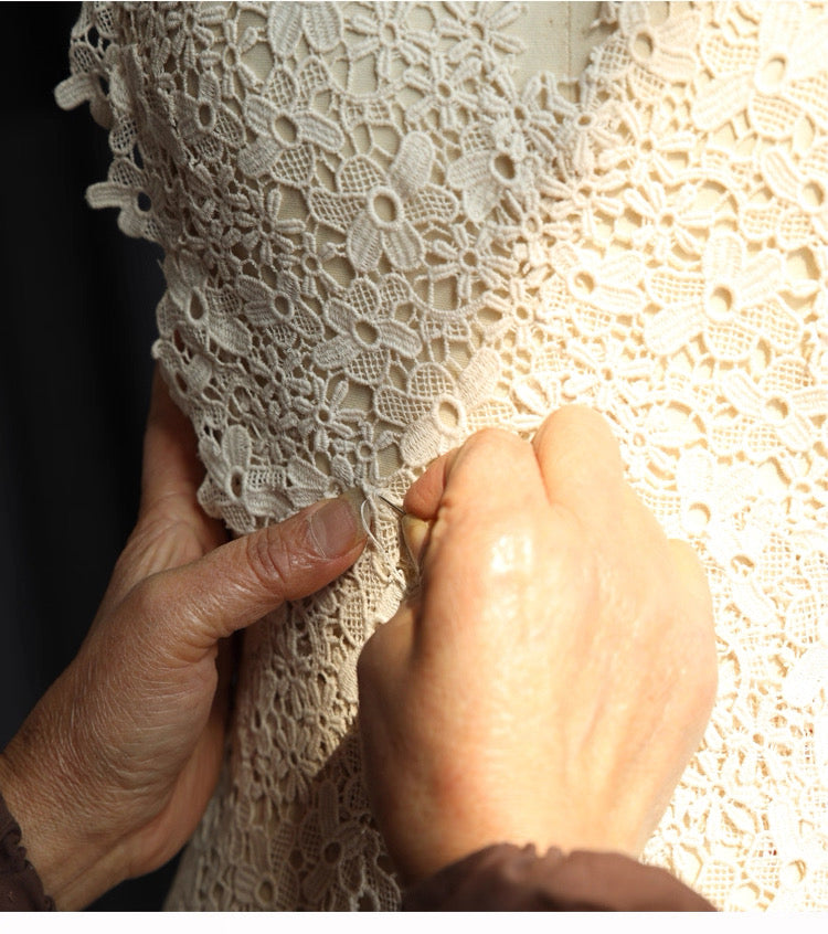 Hand-Stitched Hydrangea Lace Bridal Gown