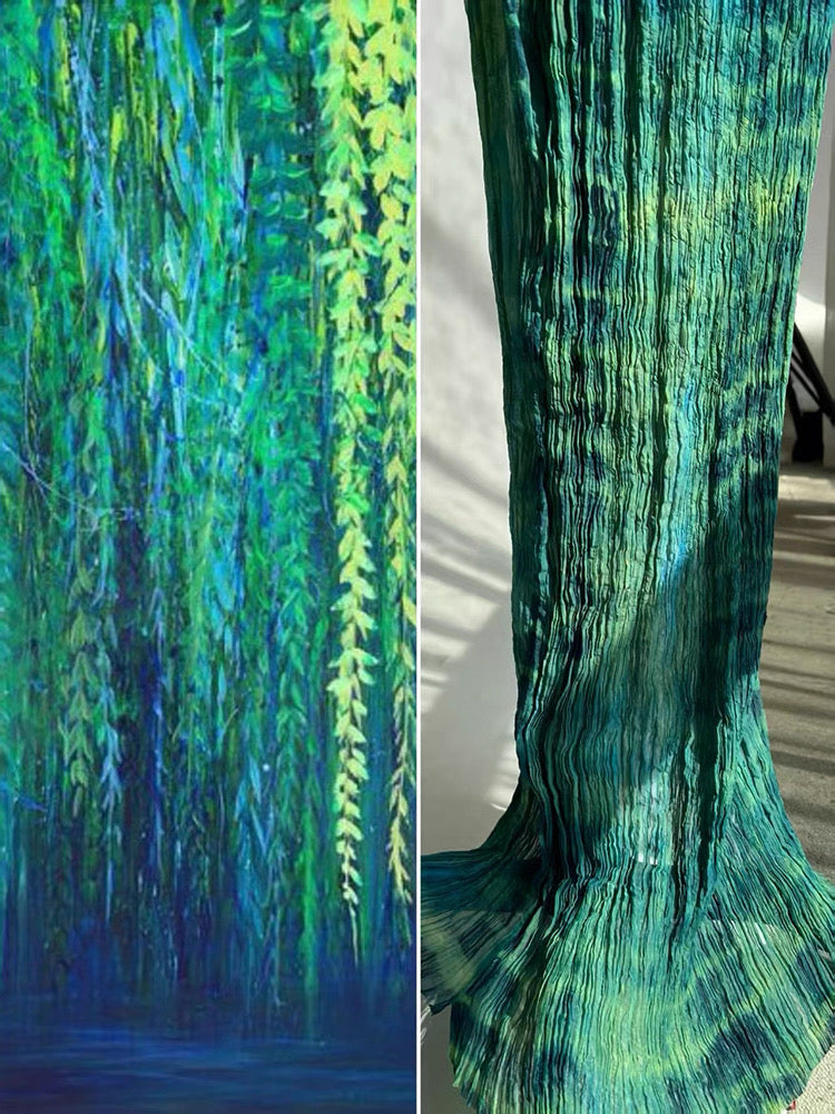 Green Coral Mermaid Silk Maxi
