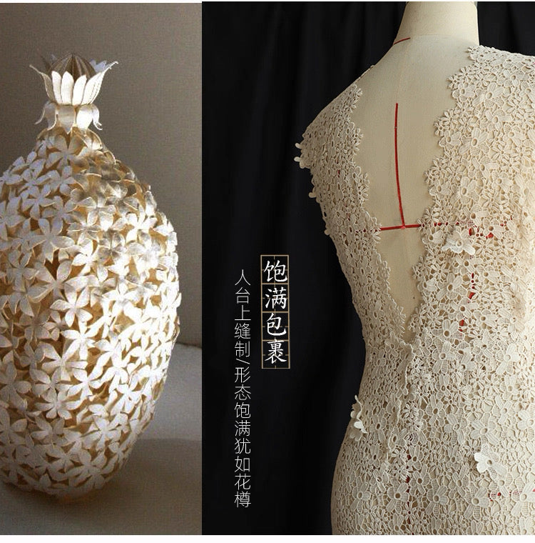 Hand-Stitched Hydrangea Lace Bridal Gown