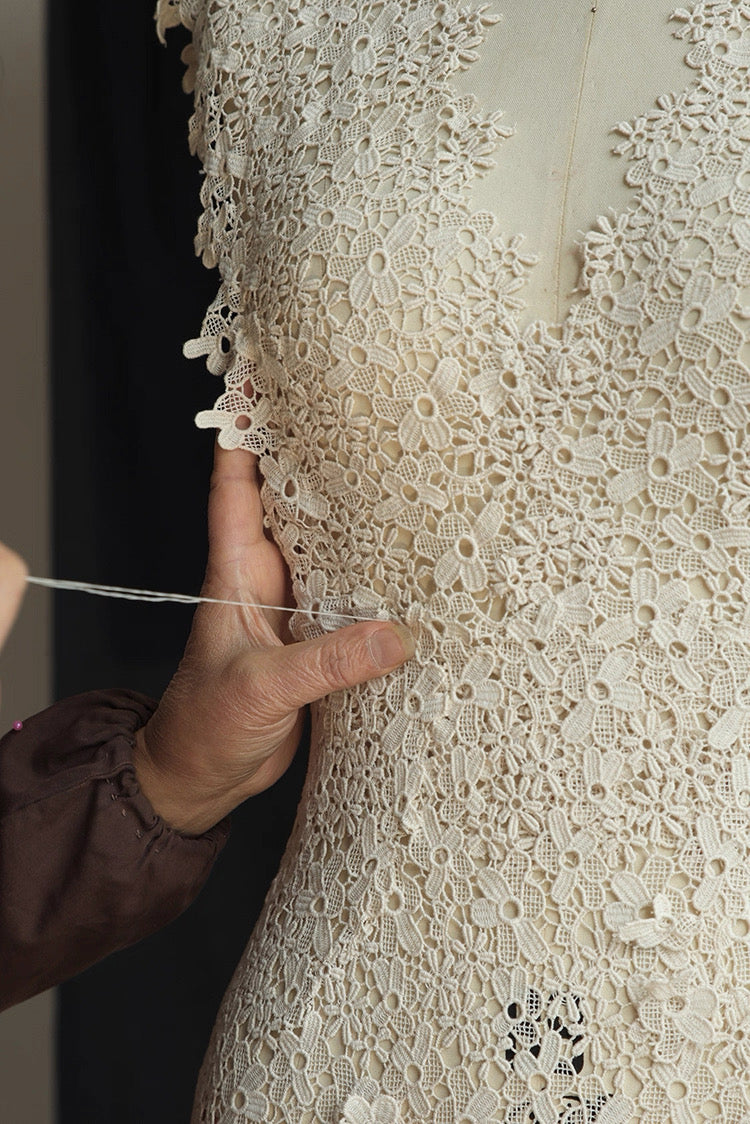 Hand-Stitched Hydrangea Lace Bridal Gown