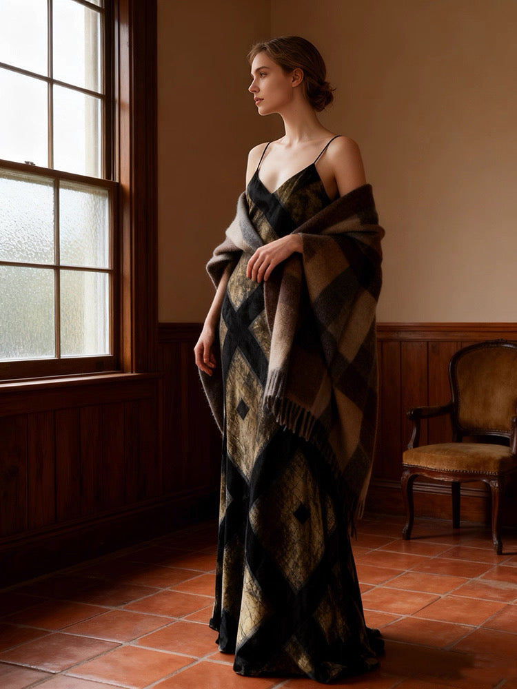 Antique Gold Silk Evening Gown