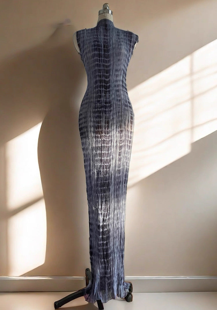 Handcrafted Indigo-Dyed Mulberry Silk Maxi Dress