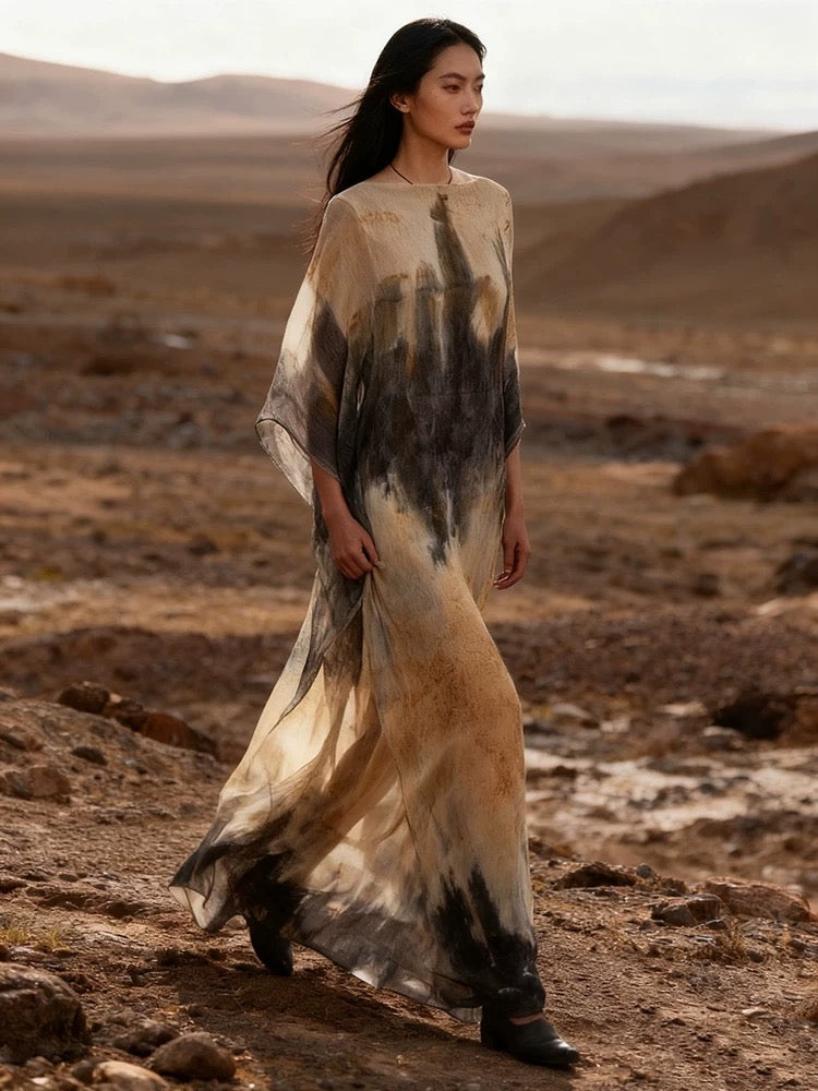 Botanical Solar-Dye Silk Blend Maxi Dress