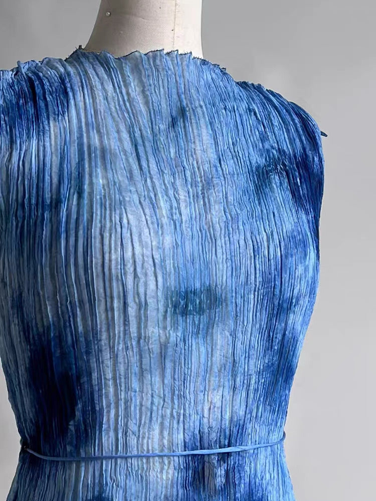Handcrafted Indigo-Dyed Mulberry Silk Maxi Dress