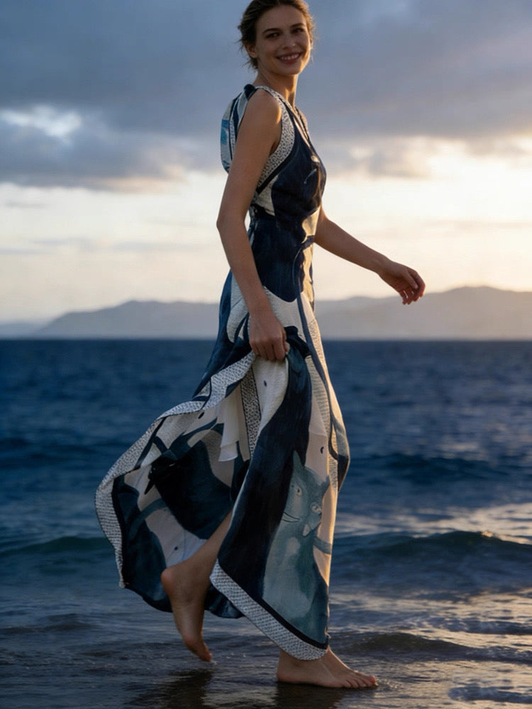 Miss Panther Silk Maxi Dress