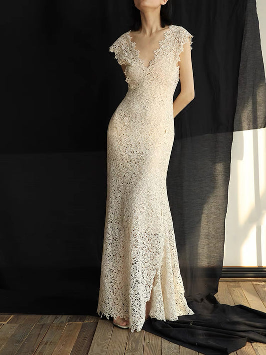 Hand-Stitched Hydrangea Lace Bridal Gown