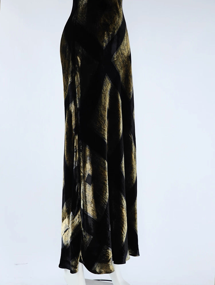 Antique Gold Silk Evening Gown