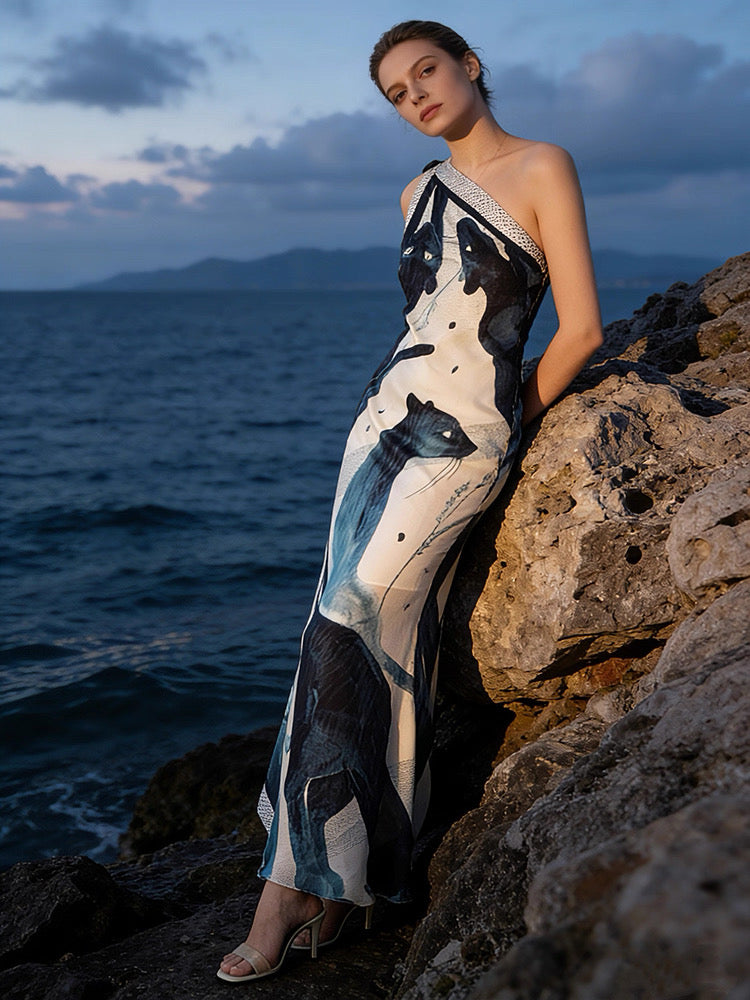 Miss Panther Silk Maxi Dress