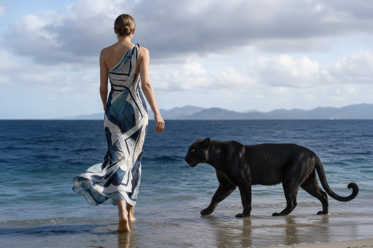Miss Panther Silk Maxi Dress