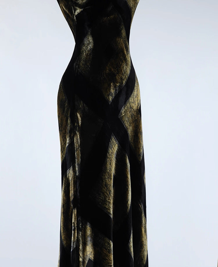 Antique Gold Silk Evening Gown