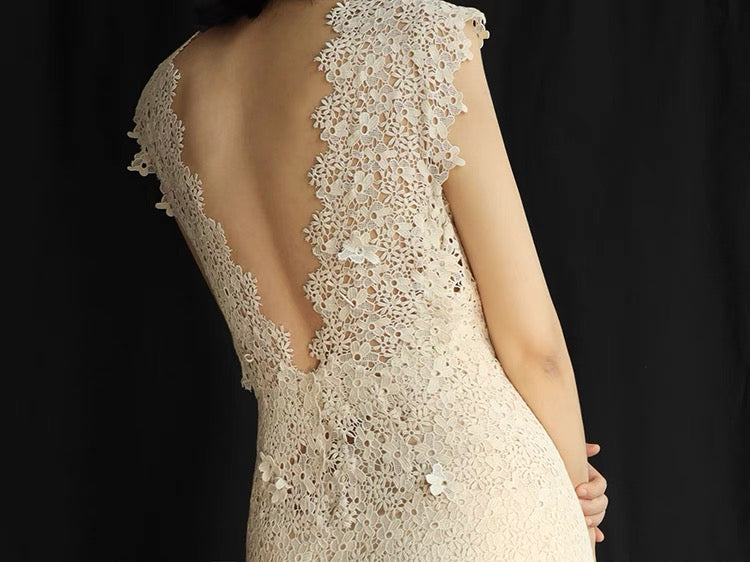 Hand-Stitched Hydrangea Lace Bridal Gown