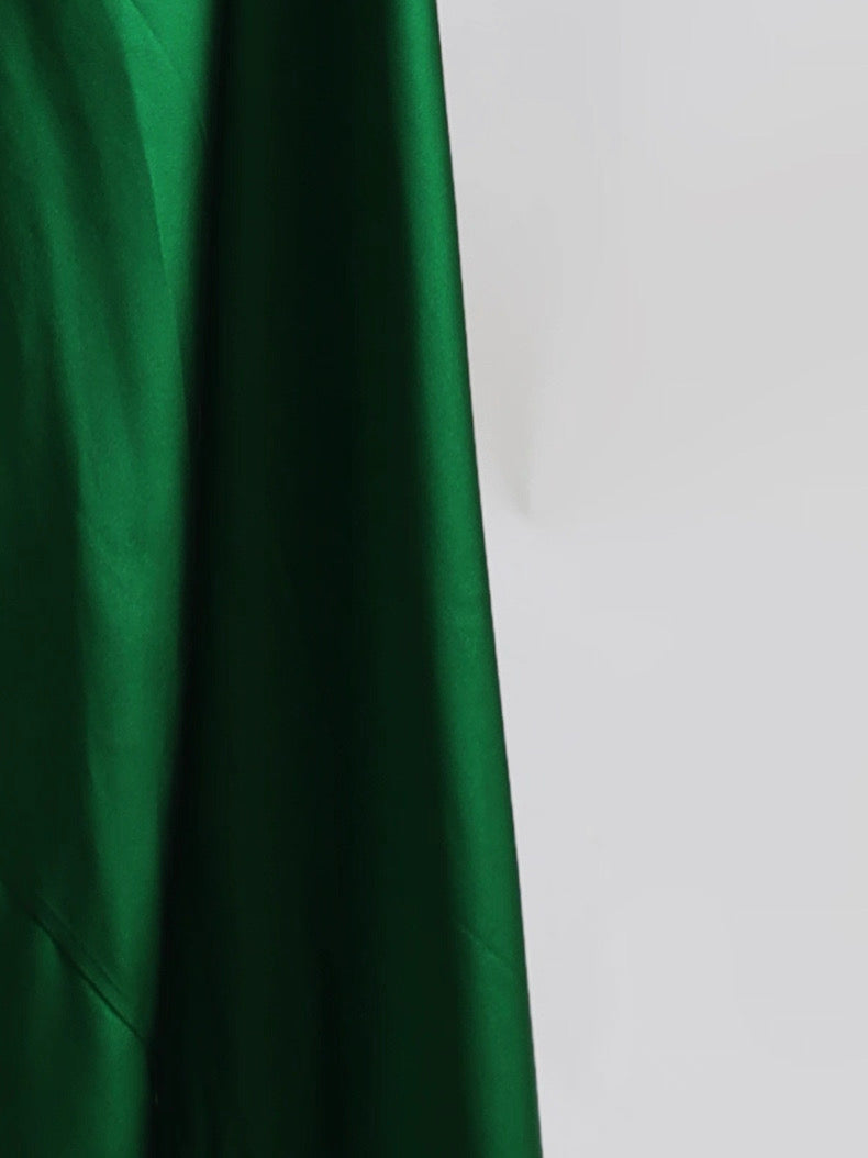 Emerald Silk Cowl-Neck Gown
