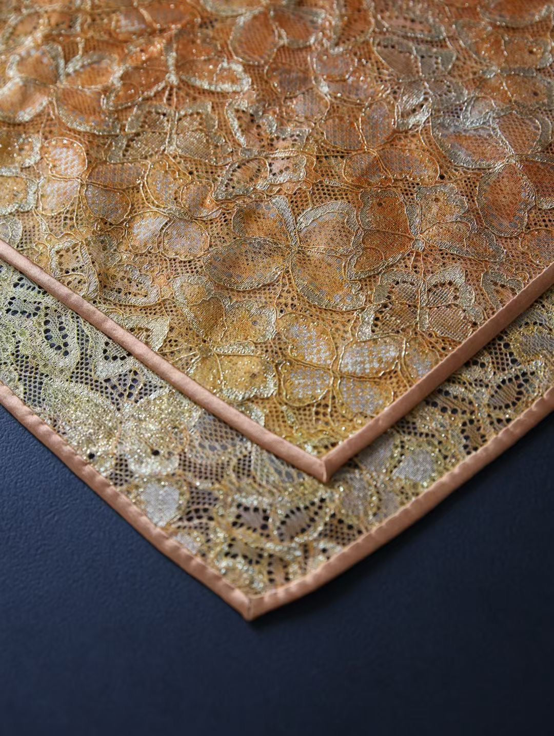 Hand Stitched Rose Gold French Lace Qipao Dress
