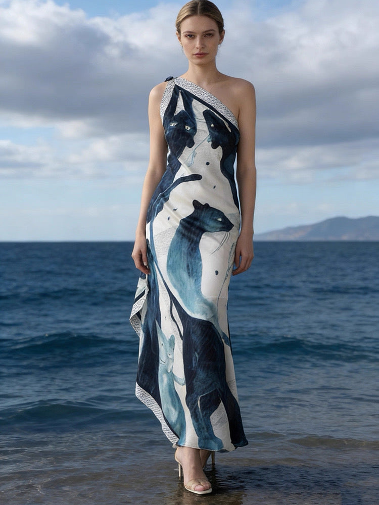 Miss Panther Silk Maxi Dress