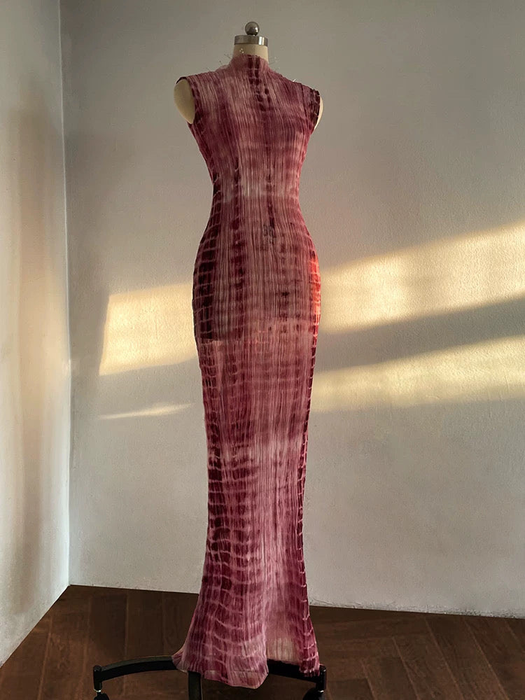 Handcrafted Indigo-Dyed Mulberry Silk Maxi Dress