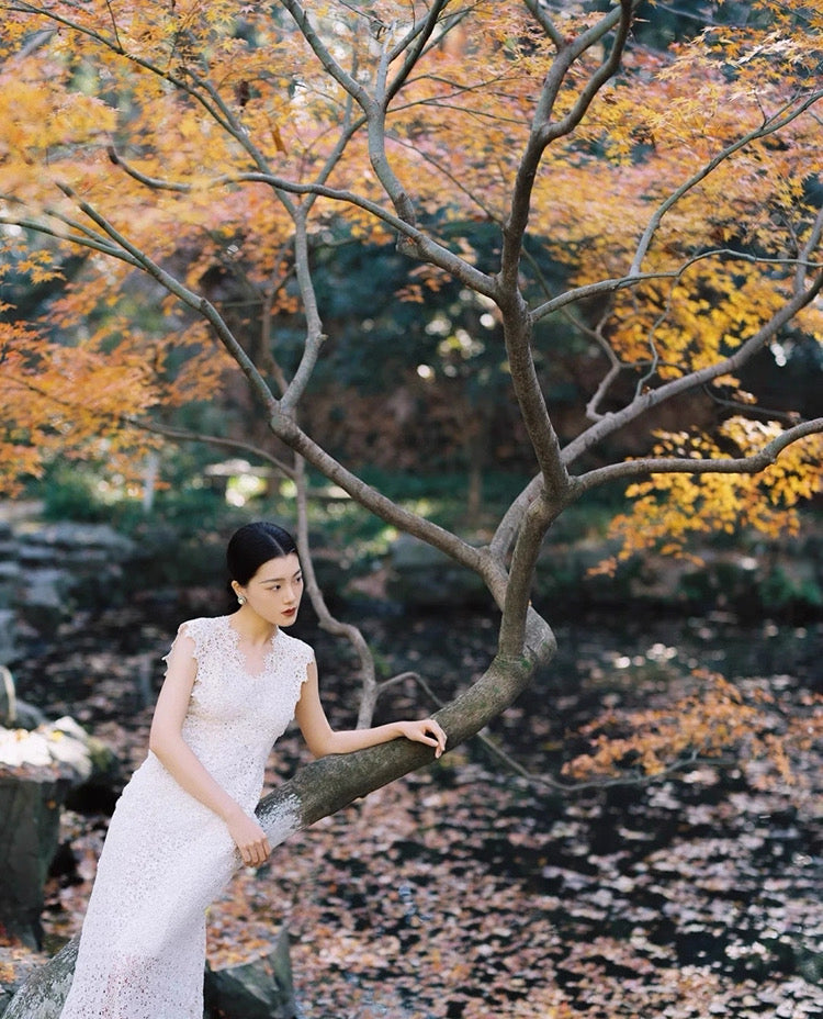 Hand-Stitched Hydrangea Lace Bridal Gown