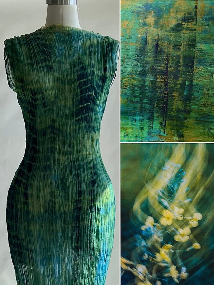 Green Coral Mermaid Silk Maxi