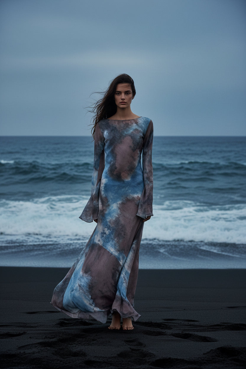 Blue Planet Maxi Dress Long Sleeve