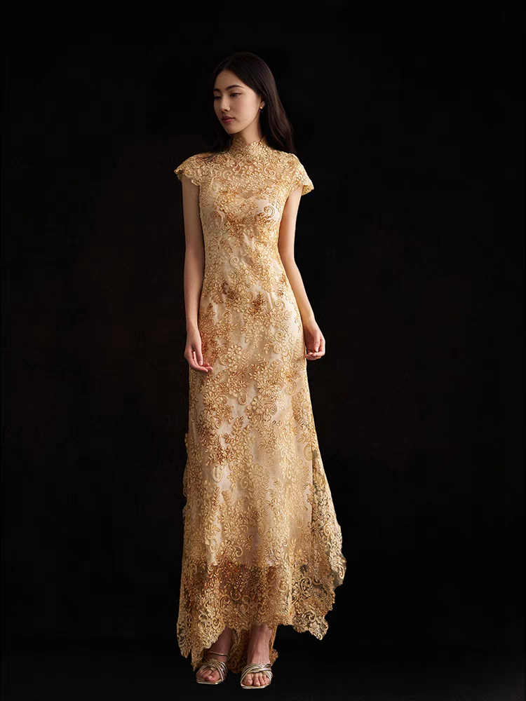 Vintage Embroidered Lace Qipao