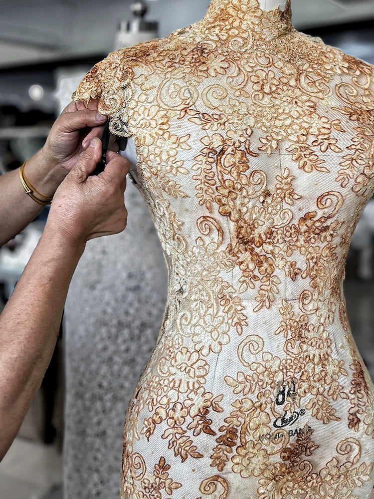 Vintage Embroidered Lace Qipao