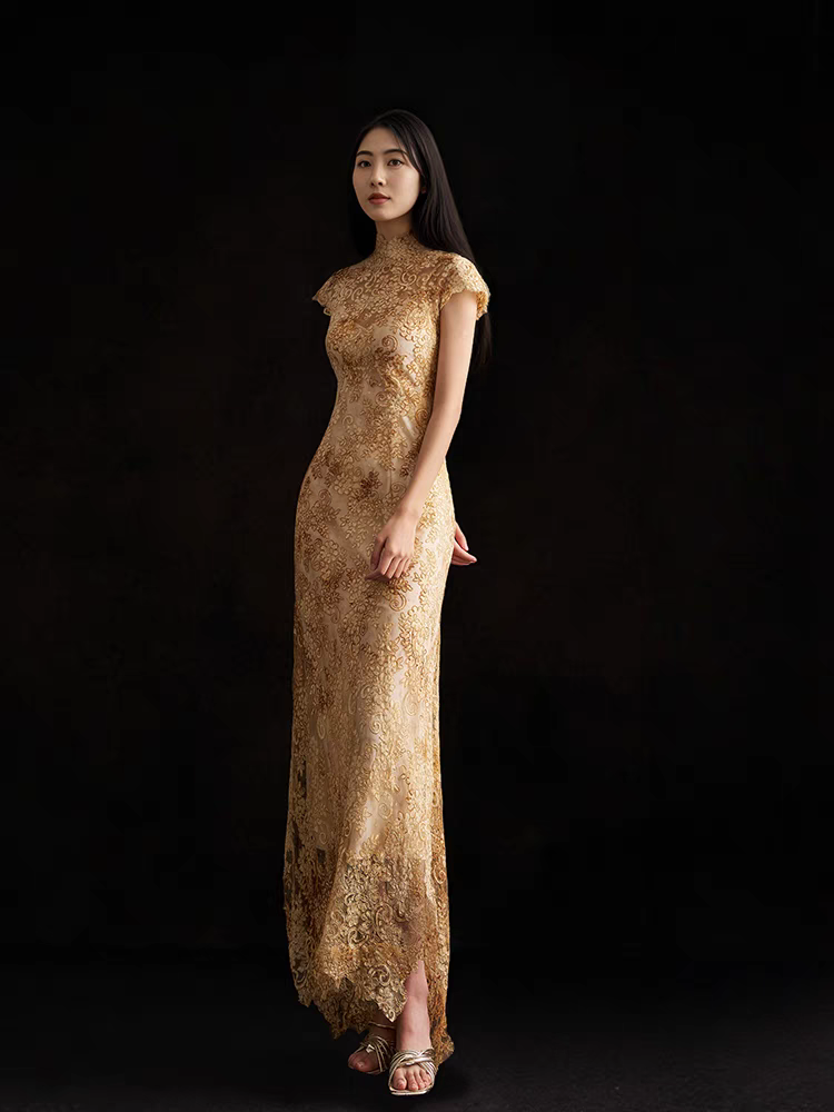 Vintage Embroidered Lace Qipao
