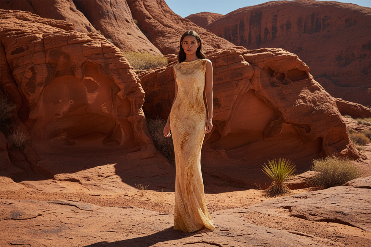 The “Desert Bloom” Double Layer Mulberry Silk Maxi Dress