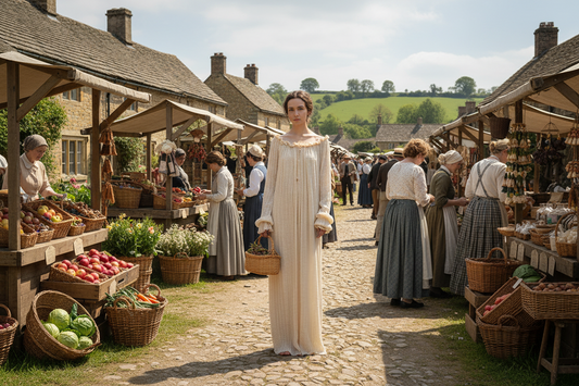 Undyed Textured Cotton Victorian Gown