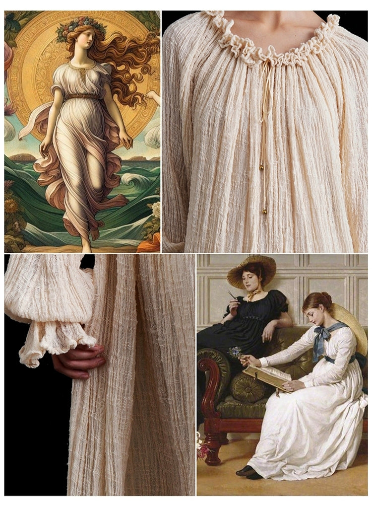 Undyed Textured Cotton Victorian Gown