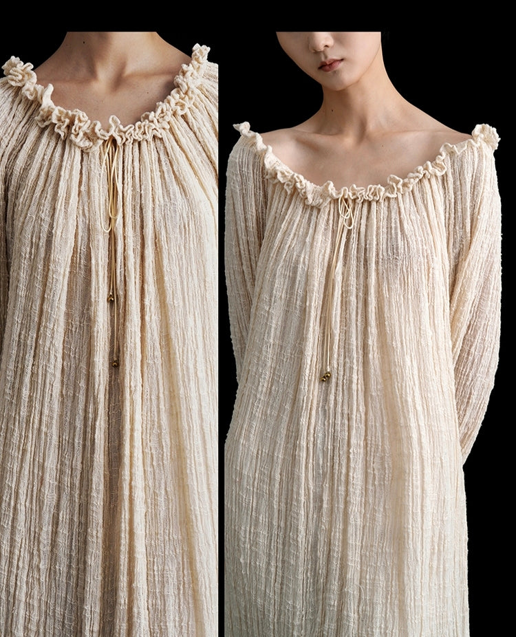 Undyed Textured Cotton Victorian Gown