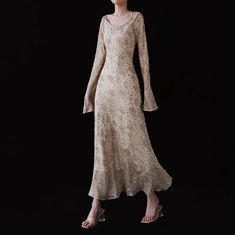 Blooming Lily Mulberry Silk Maxi