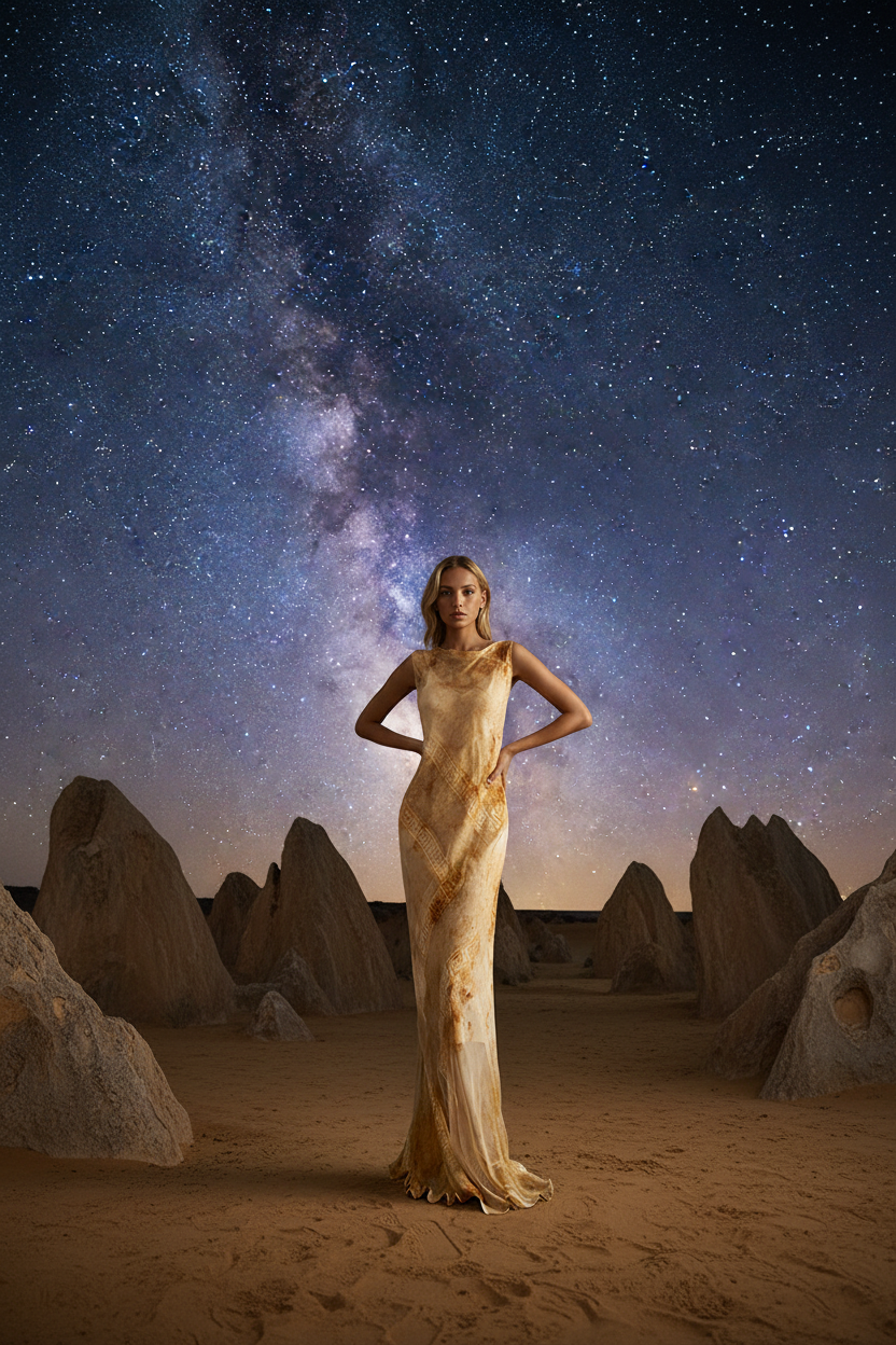The “Desert Bloom” Double Layer Mulberry Silk Maxi Dress